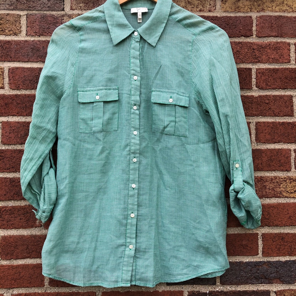 Joie “Erven” Green Checked Button Down Long Sleeve Shirt Womens Small